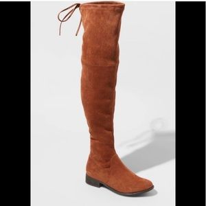 Sidney Microsuede Over the Knee Boots Cognac size 11